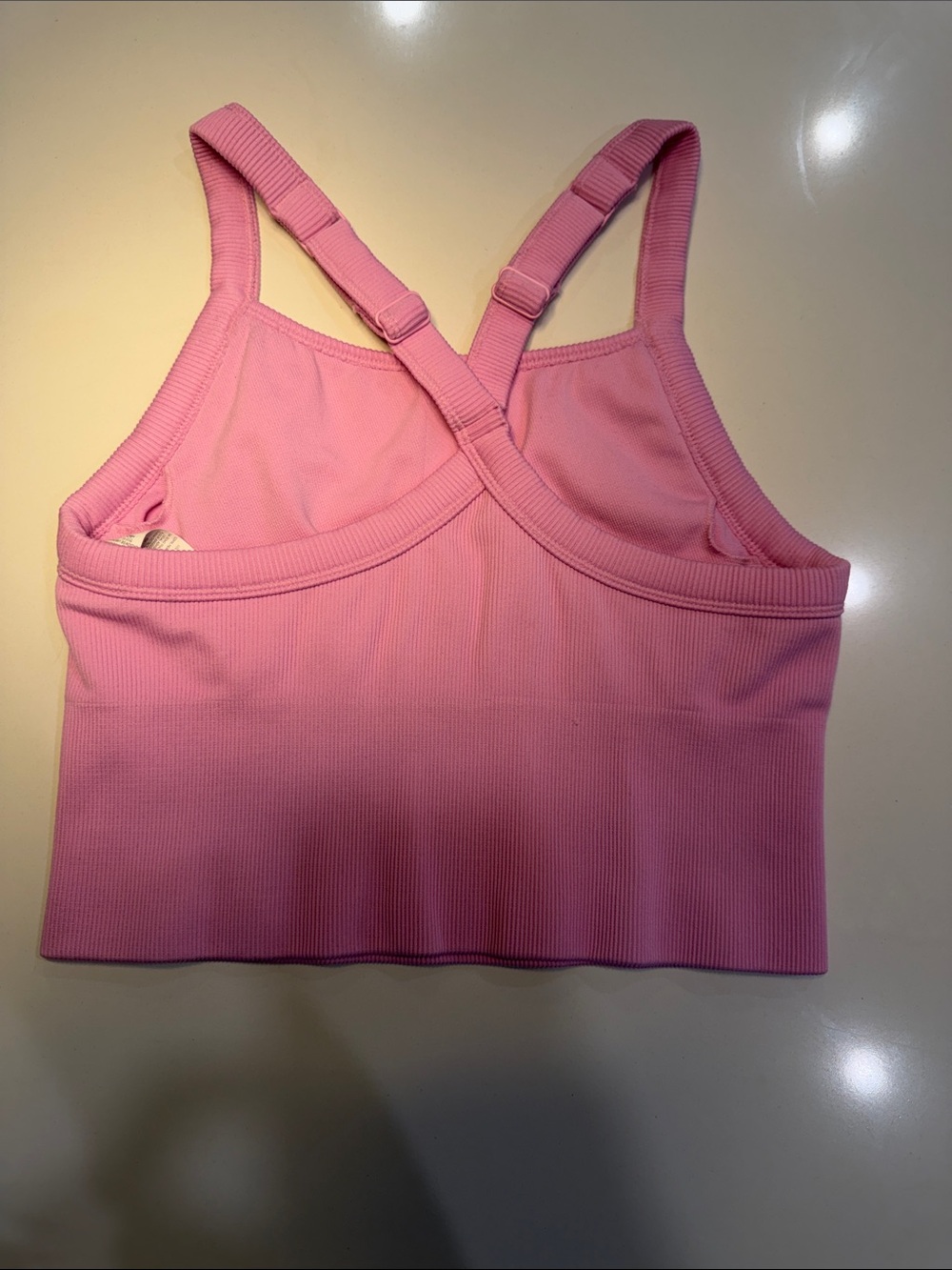 ALO Yoga Seamless Ribbed Favorite Bra Tank- Candy Heart Pink - Picture 2 of 5